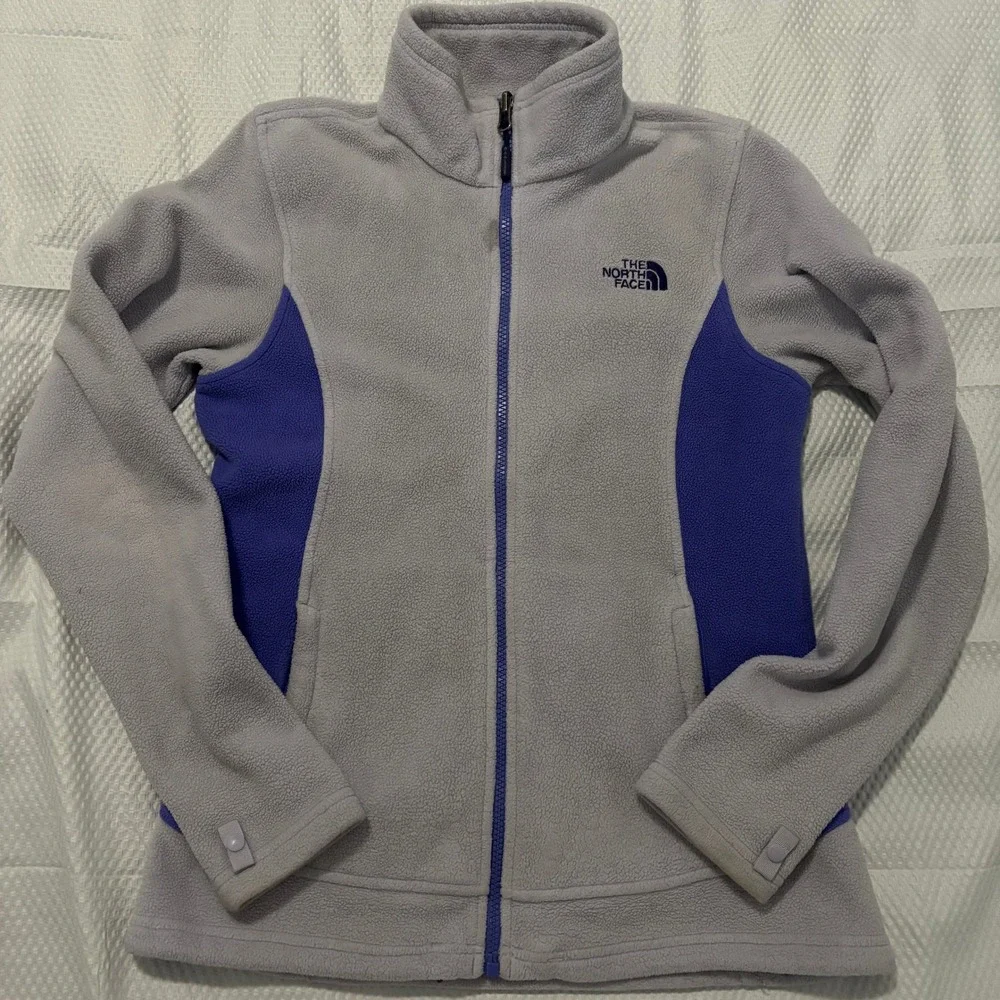 The‎ North Face Womens Full Zip Fleece Jacket Grey Purple Mock Neck NJ983488